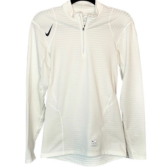 Nike Other - Nike Pro Warm 1/4 Zip Men's Long Sleeve White Fitted Shirt Size S sports shirts